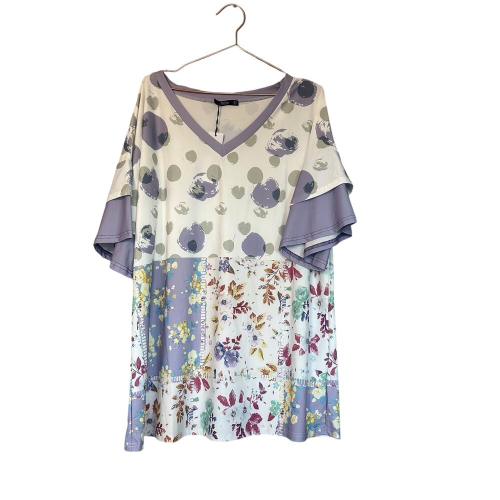 Lily by Firmiana Floral V-Neck Blouse - Size XL - NWT